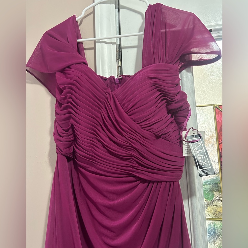 Alex Evenings One Shoulder Magenta Dress